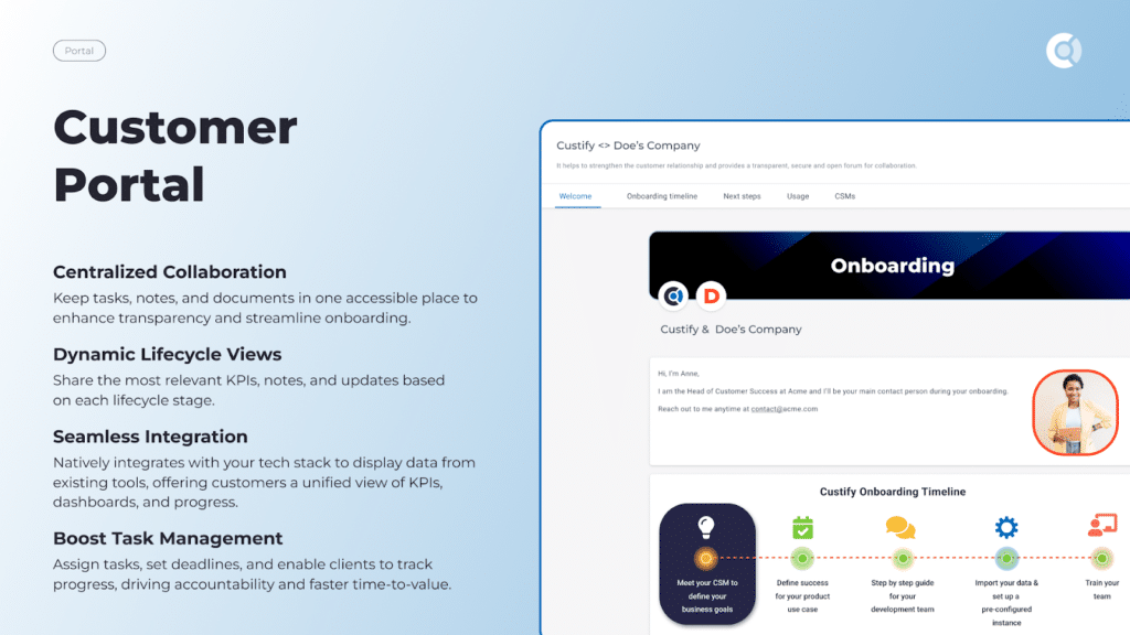 customer portal custify screenshot