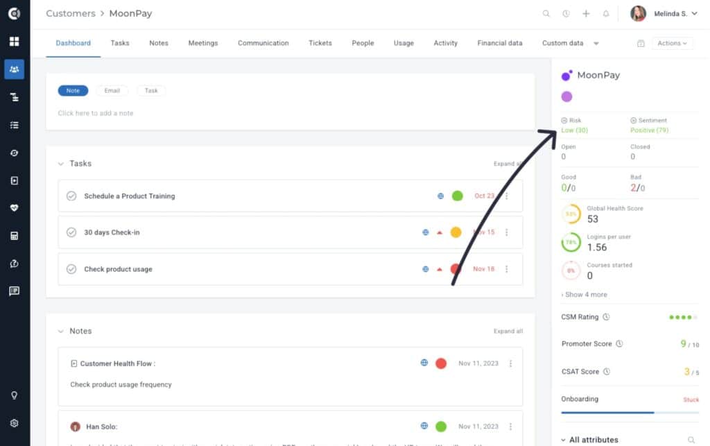 Custify sentiment scoring