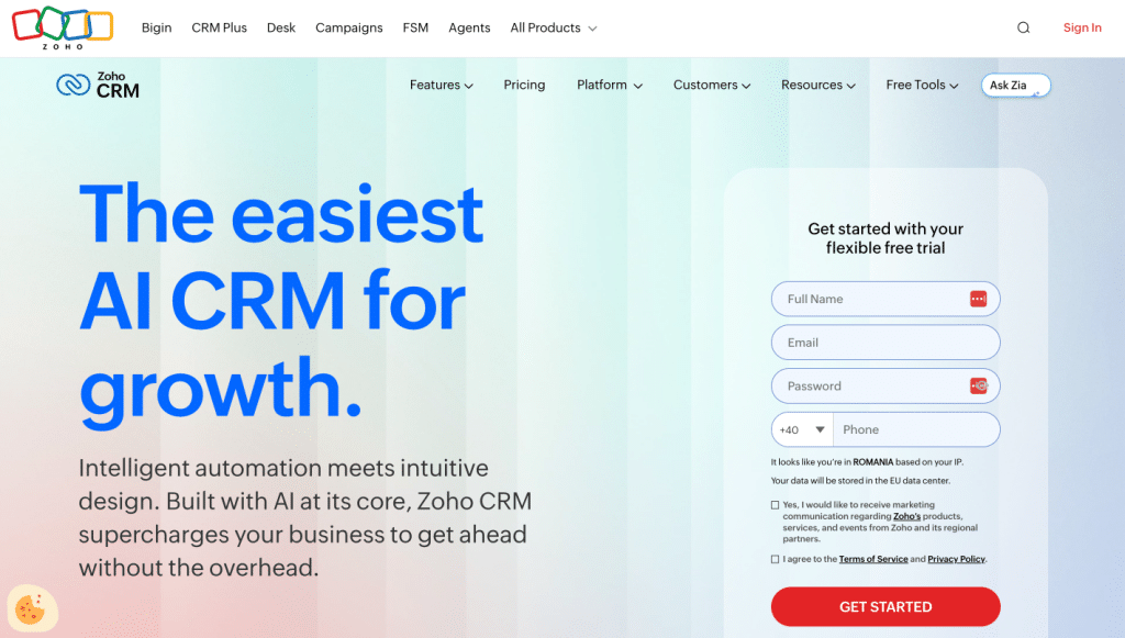 zoho screenshot