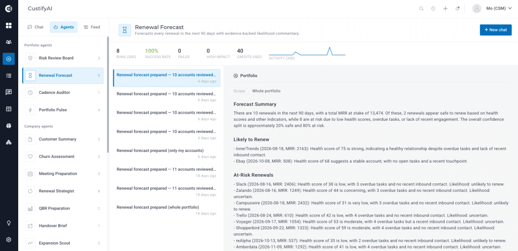 renewal forecast example
