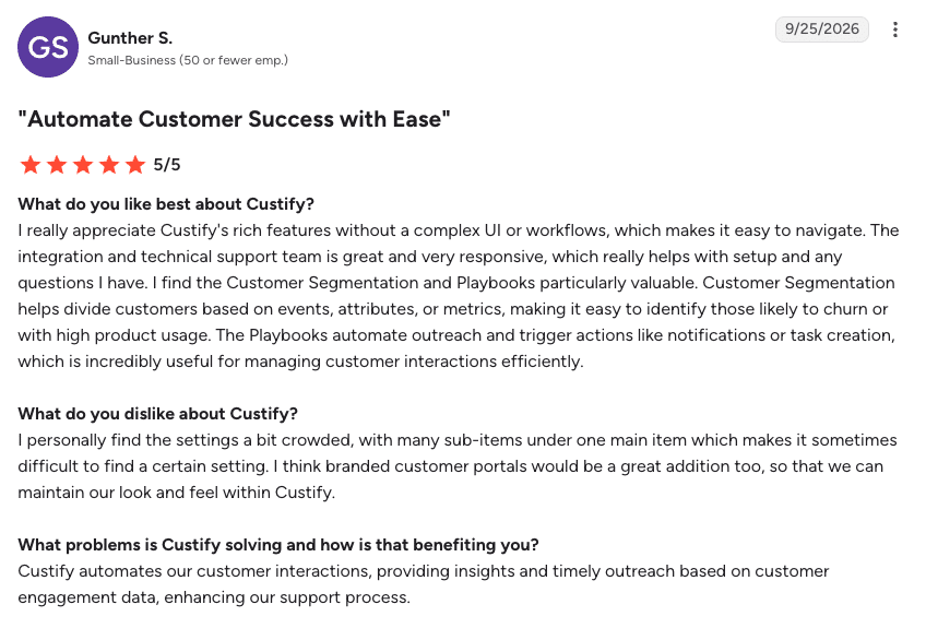 Gunther S Custify Review