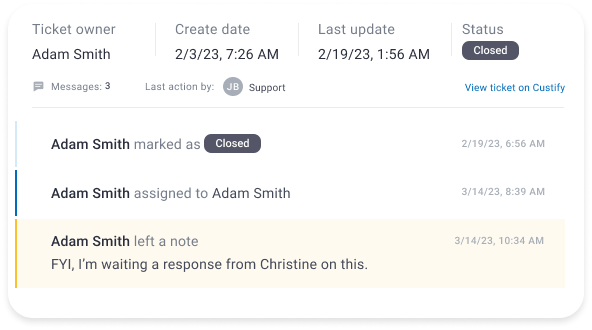 meetings and tickets in customer 360 dashboard